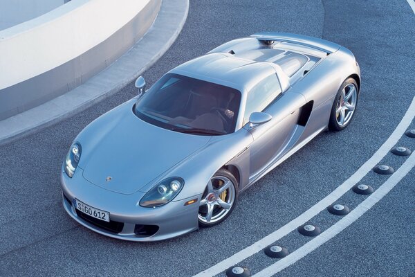 Big-eyed Porsche rides on the highway