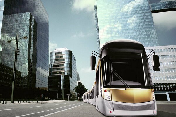 The project of a new tram in a big city