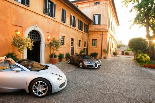 Coches Premium bugatti veyron en el fondo de la casa