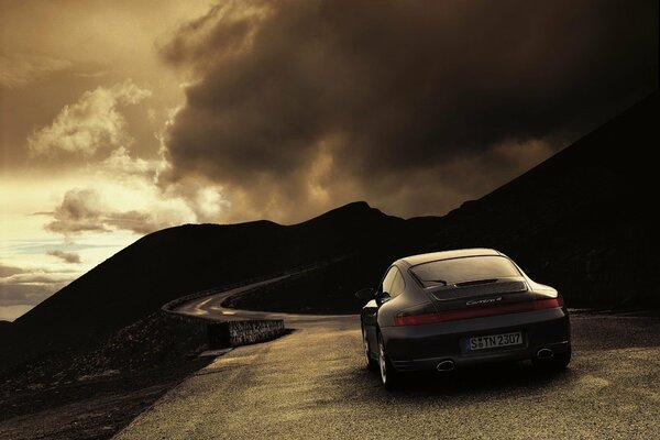 Beautiful car on a winding road