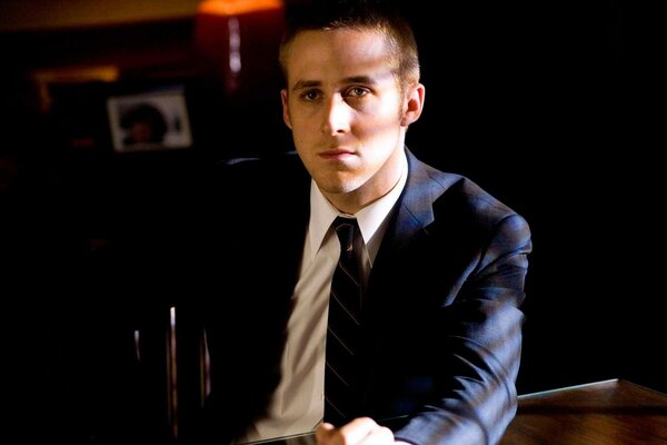 Actor Ryan Gosling in a formal suit