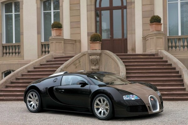 Bugatti Veyron en el fondo de la casa