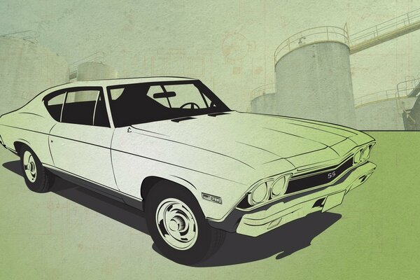 Vector image of chevrolet chevelle ss car