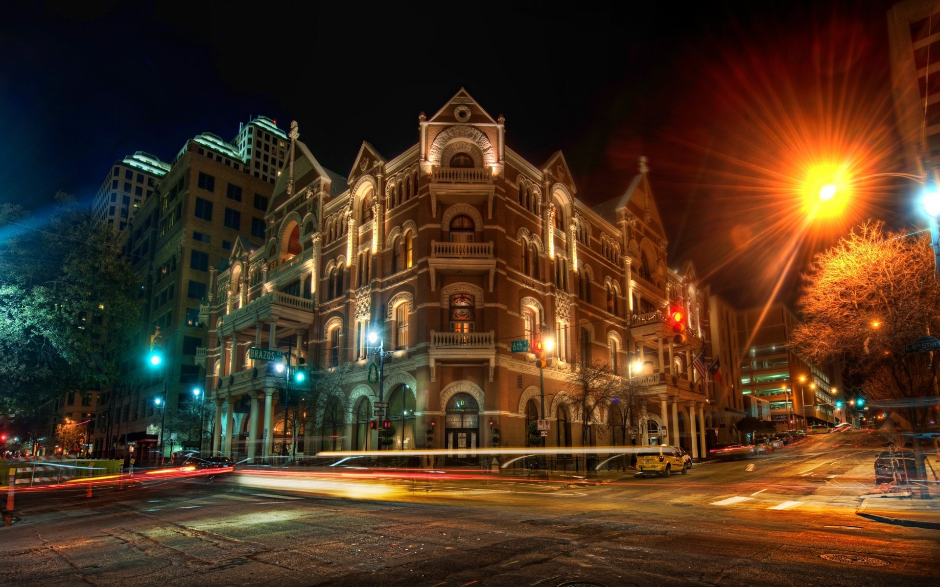 the driskill bei nacht austin nacht straße gebäude lichter