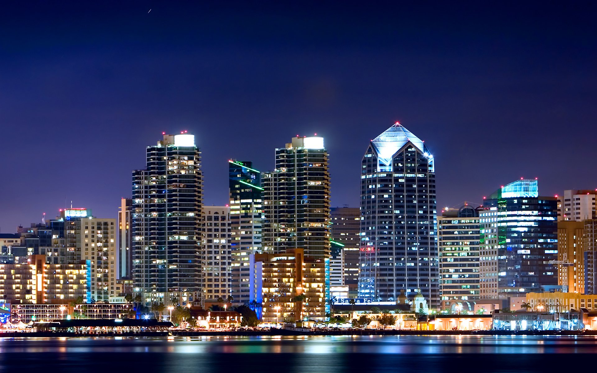 downtown san diego buildings night light