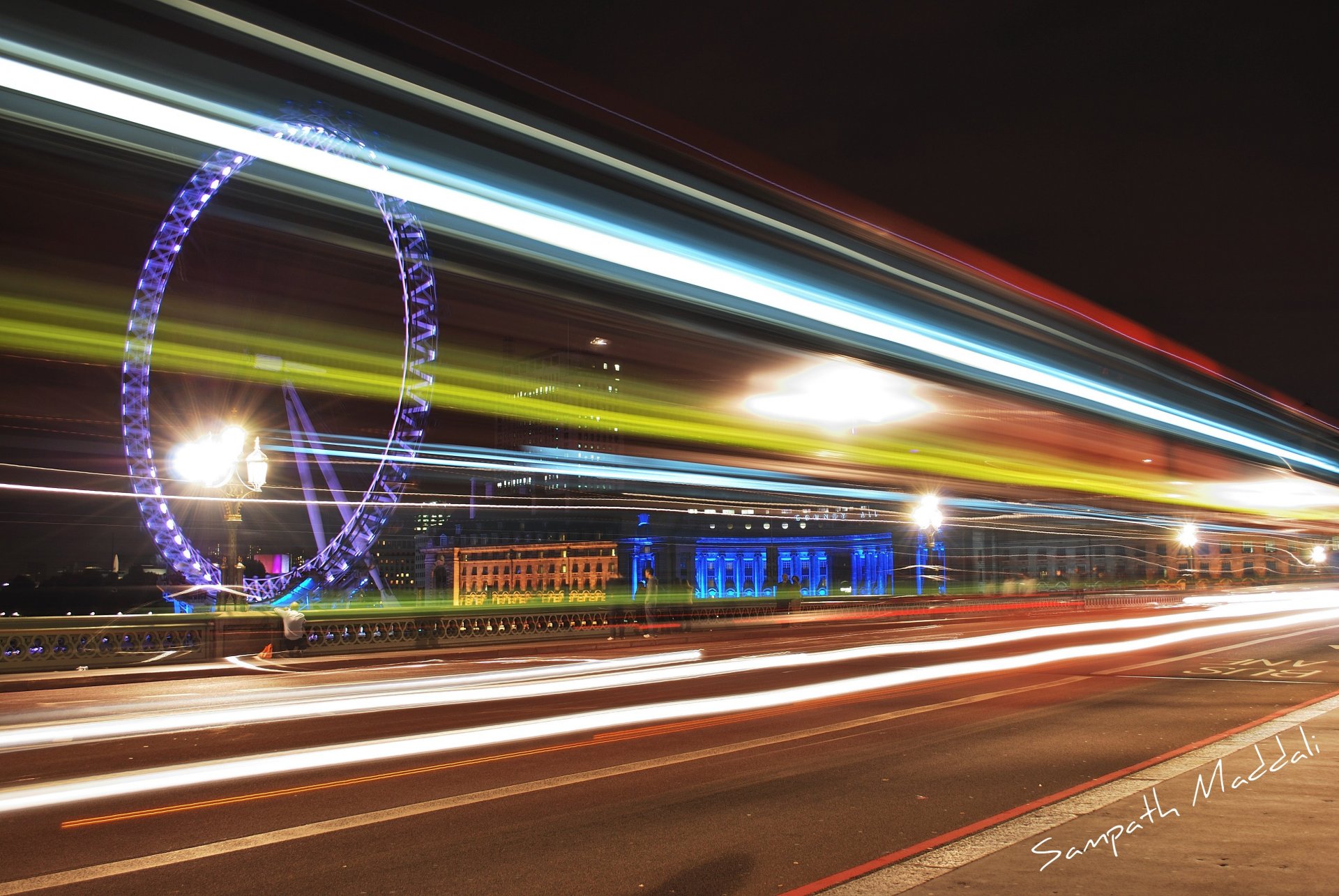 london night ferris wheel light