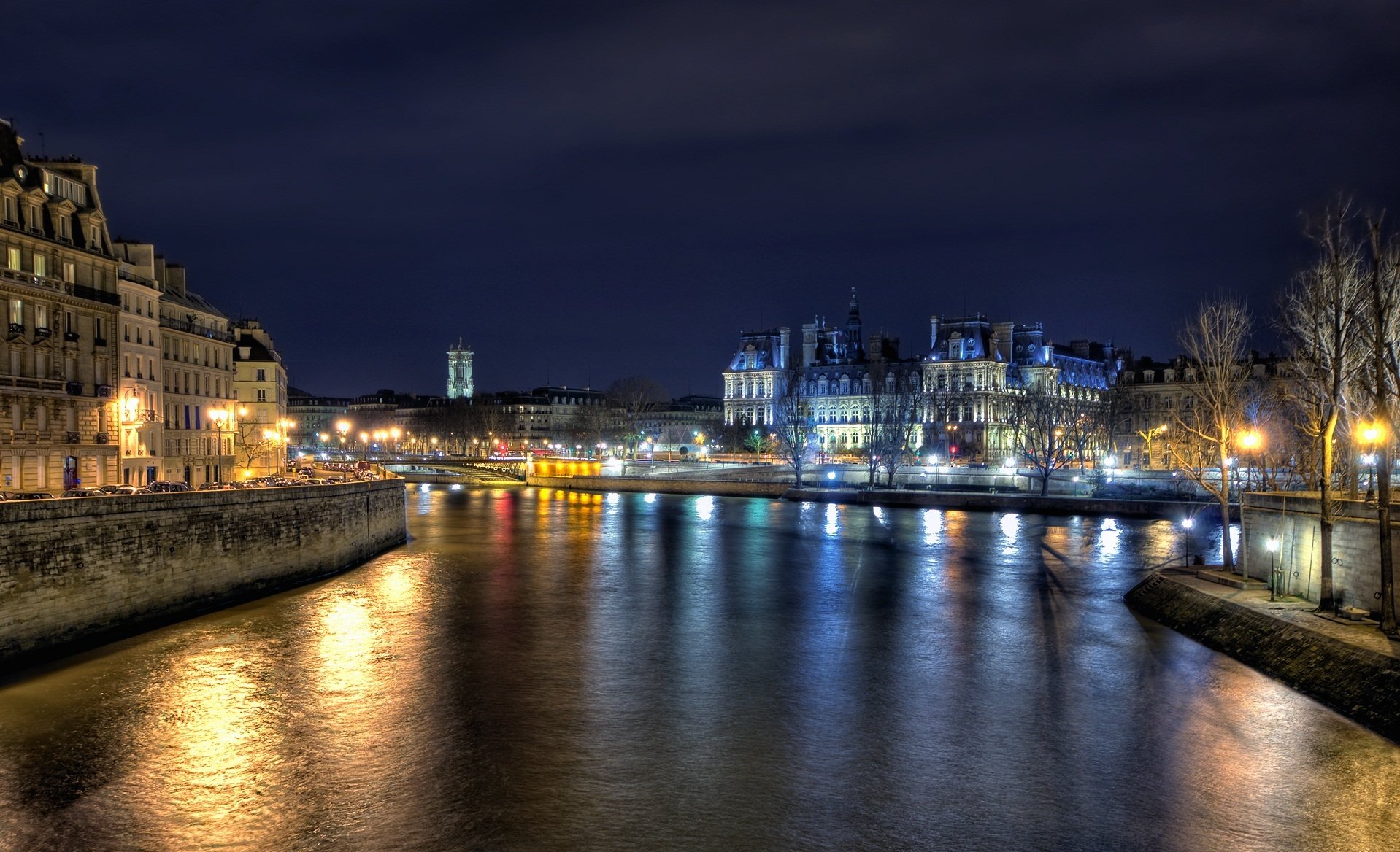 paris france river night light