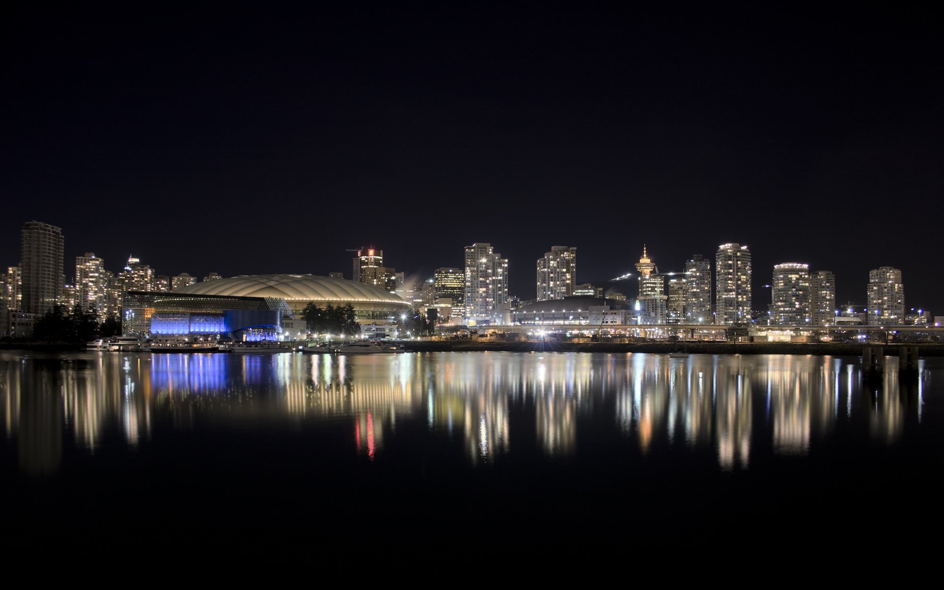 vancouver house night water reflection lights light