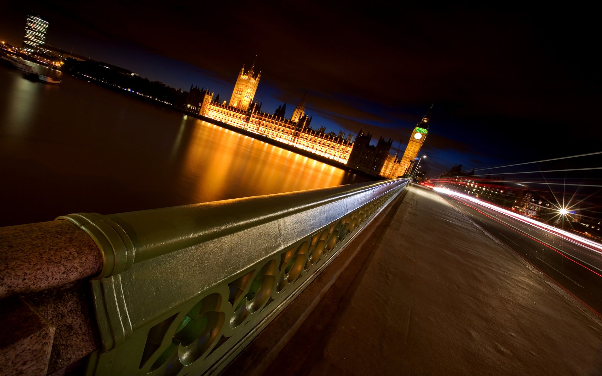 london fluss brücke nacht