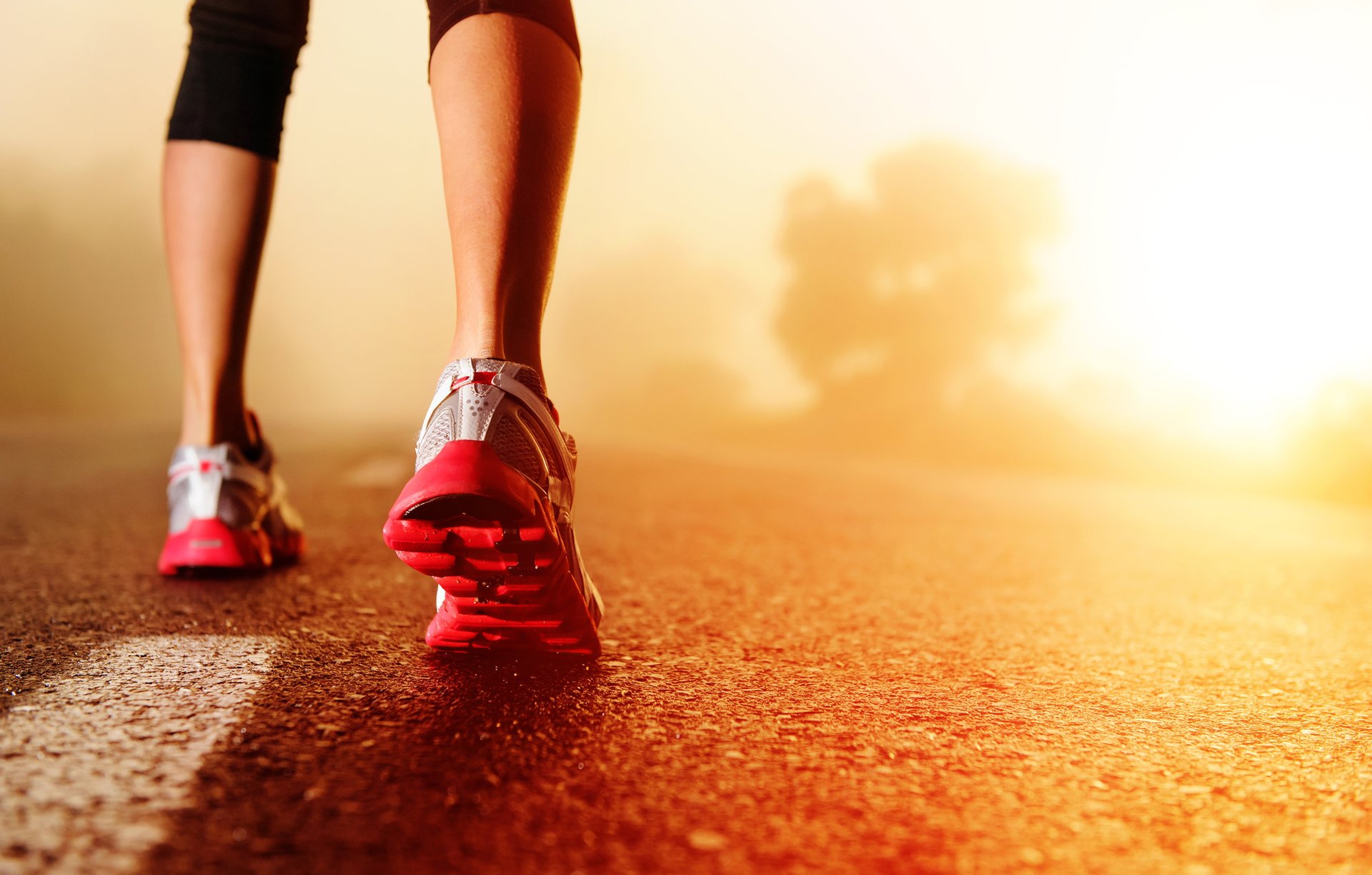 road feet sneakers girl running