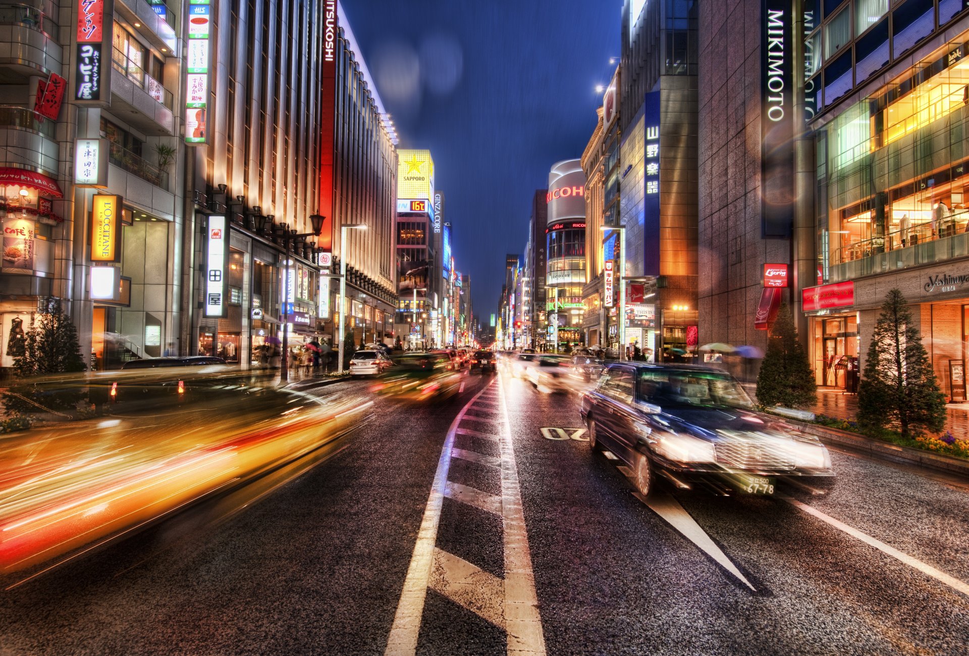 ginza токио здания дорога машины