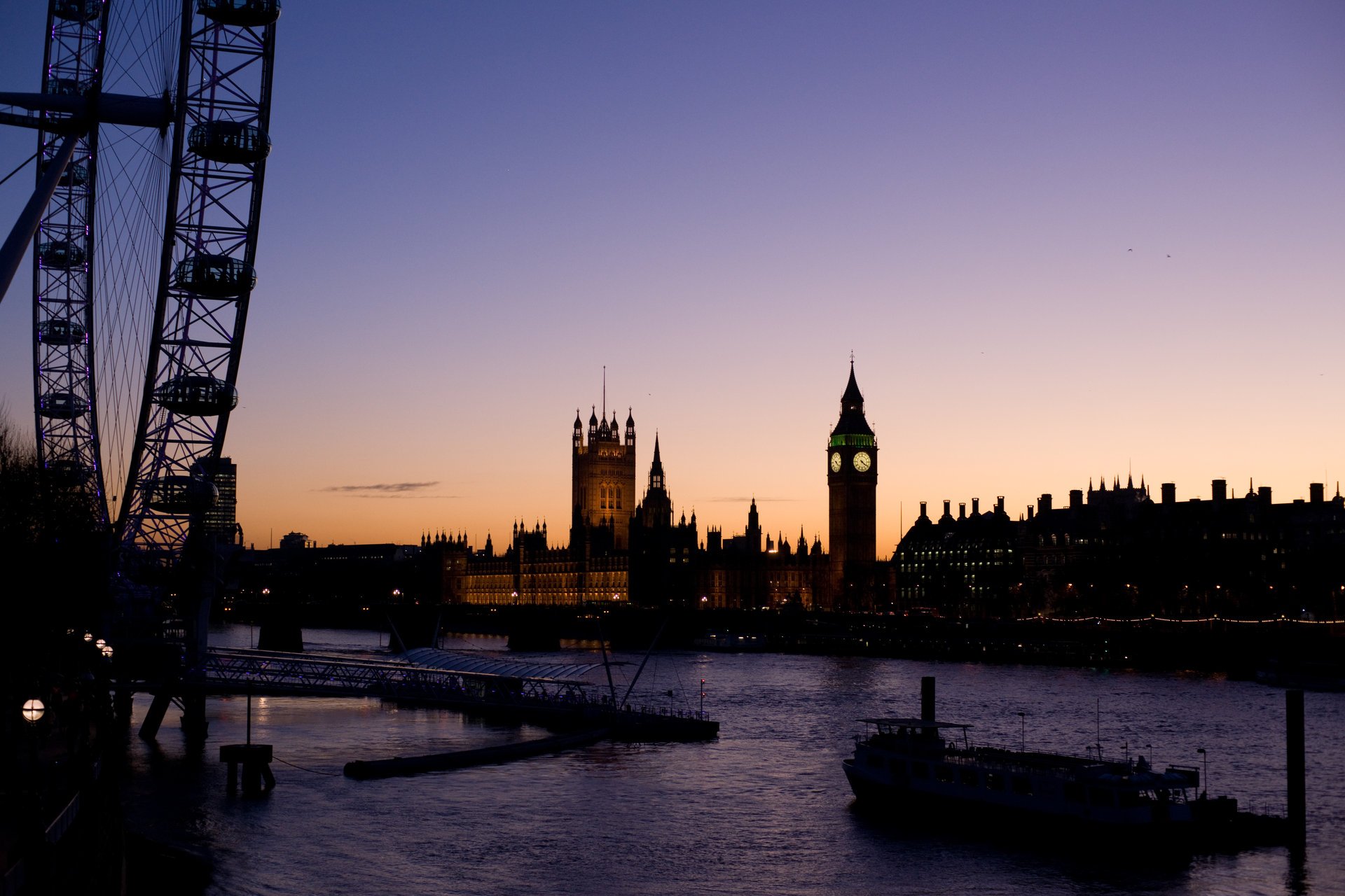 londres big ben rivière navire grande roue