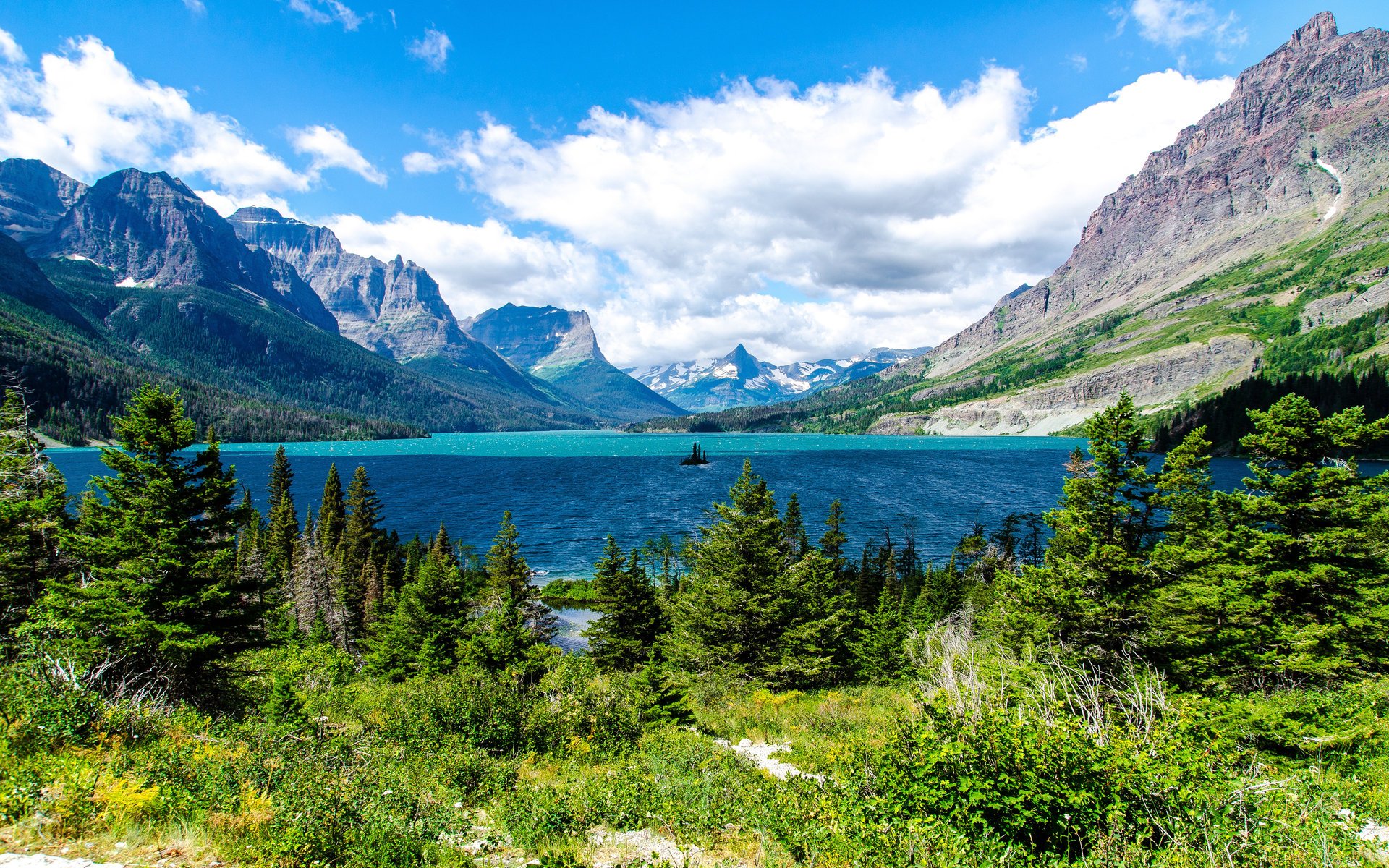 aint mary lake glacier national park sapins lac montagnes nature