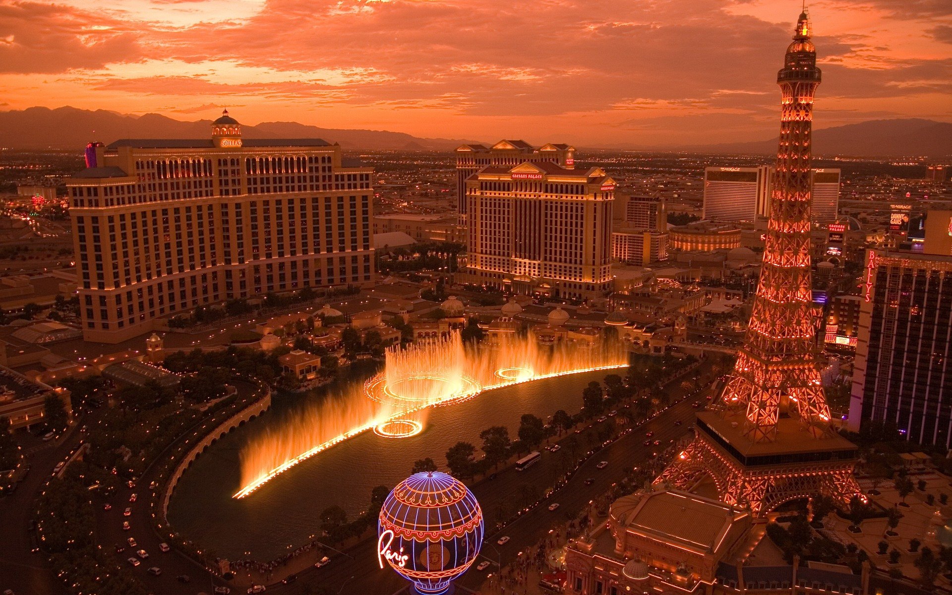 las vegas fontaine lumière spectacle casino copie eiffel tour