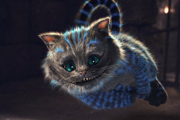 Die Katze schwebt in der Luft im Film Alice im Wunderland