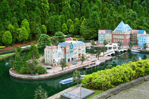 Casa en una isla artificial, fotografía atmosférica