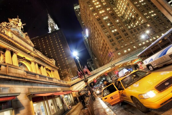 Taxi car on the city street