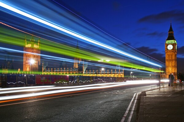 Londres Big Ben, luces de la noche