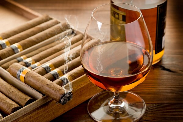 Bottle glass cigar cognac