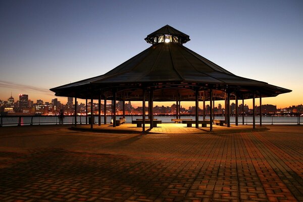 Gazebo located on the seashore with panoramic views