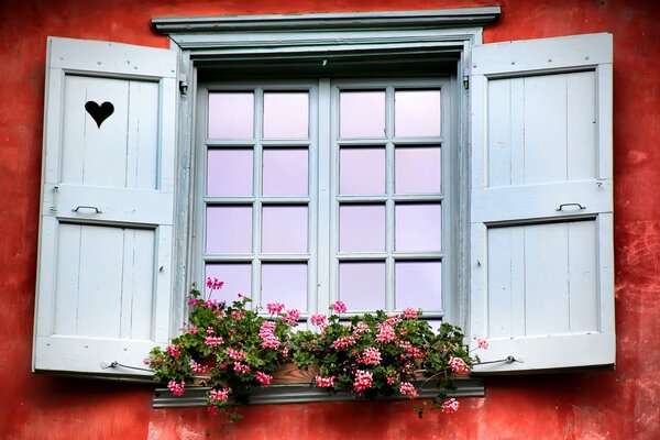 French windows with open shutters