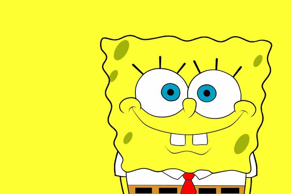 Yellow cartoon spongebob with round eyes