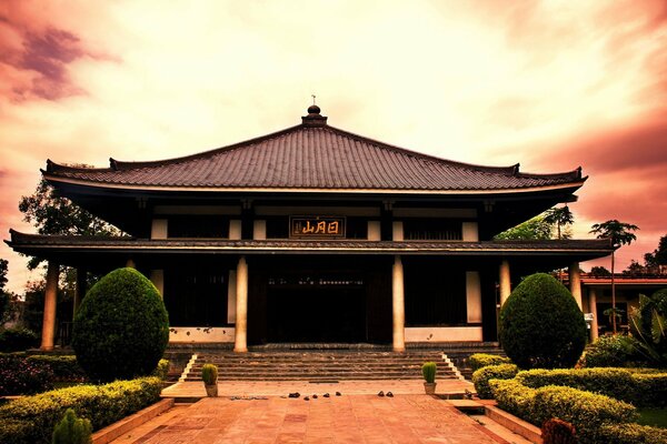 Japanese Temple at sunset