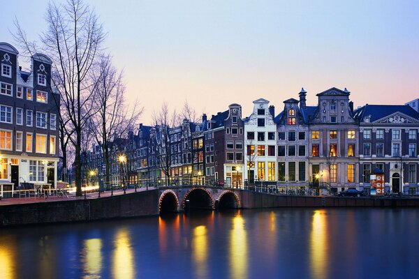 Beautiful evening by the river in the Netherlands