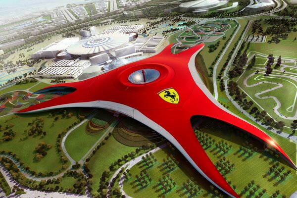 Dubai Ferrari world Vista a Volo d uccello