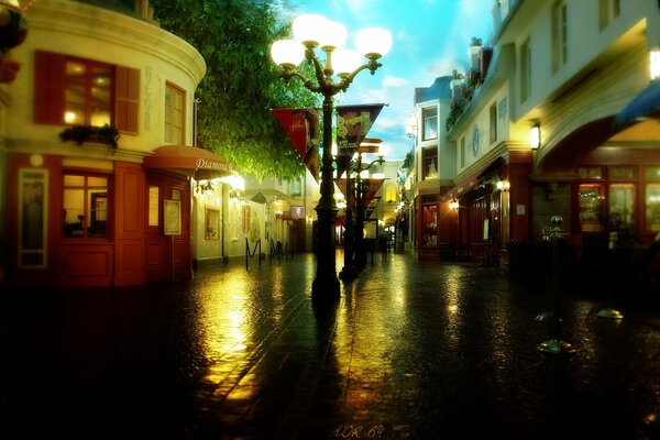 Night, Street, lantern, pharmacy by Block