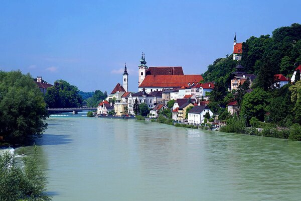 Austria house on the river bank