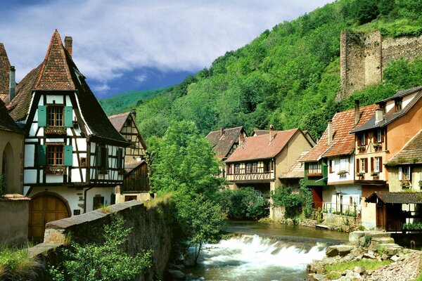 Kaisersberg Dorf Landschaften Frankreich