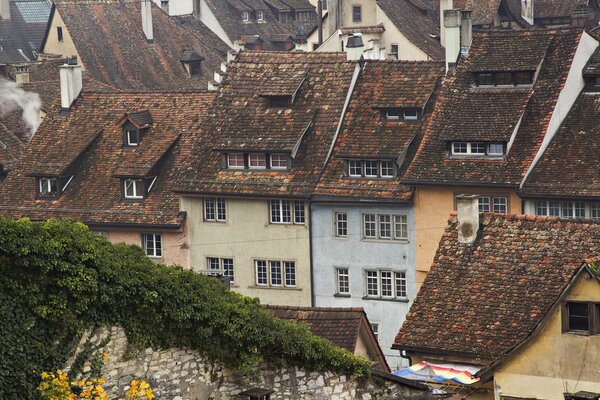 Dachy domów Schaffhausen Szwajcaria