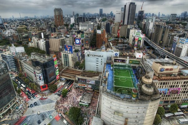 Crowds of people in the metropolis of Tokyo