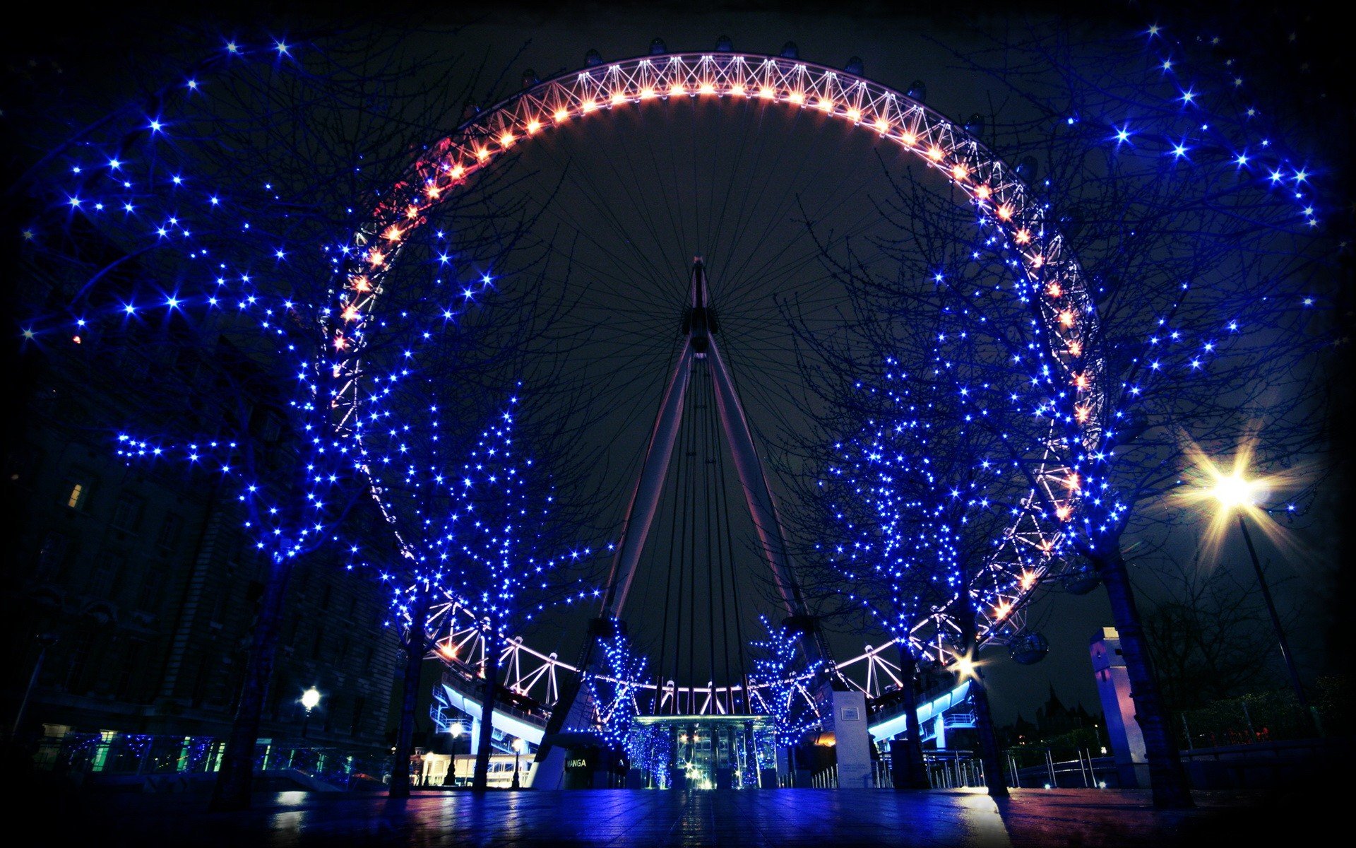 riesenrad lichter nacht