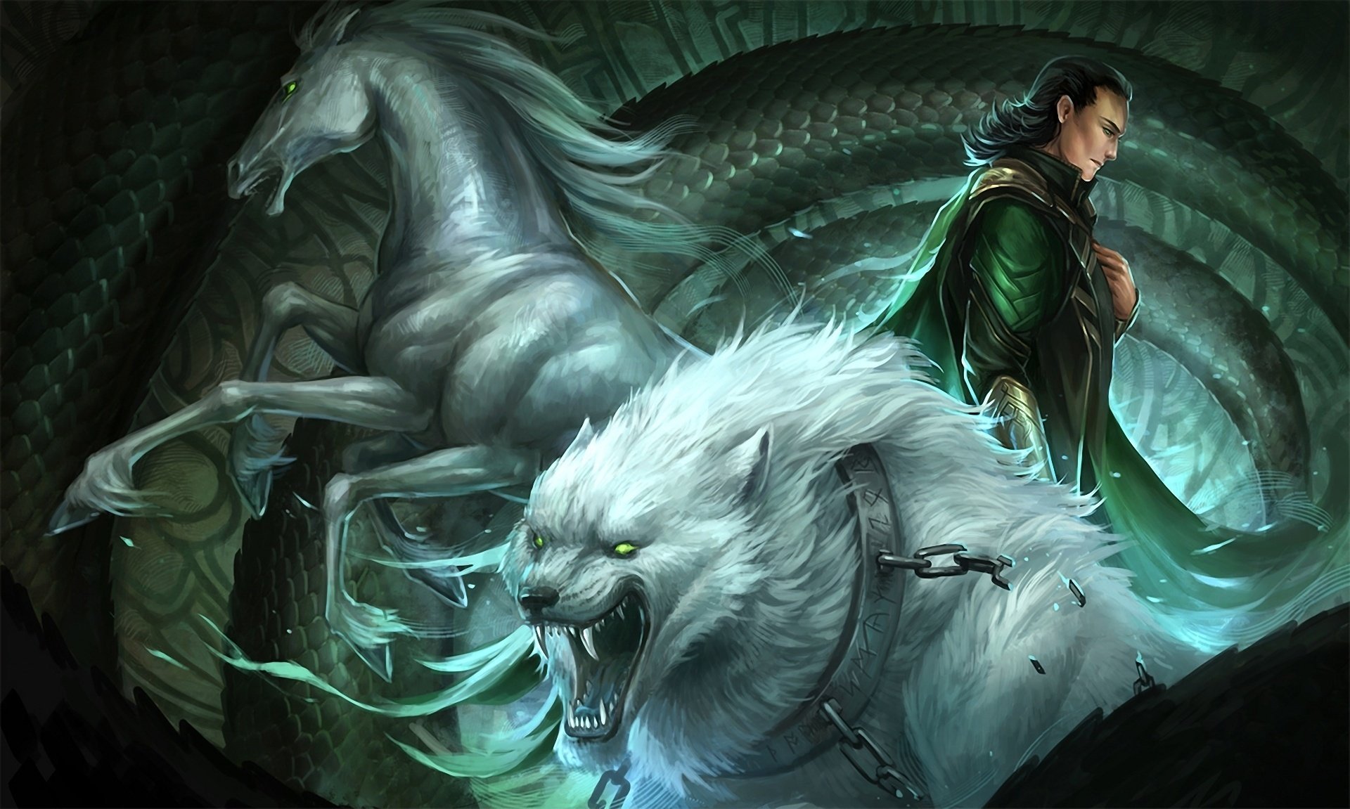 andara loup art serpent chaîne cheval guy loki collier