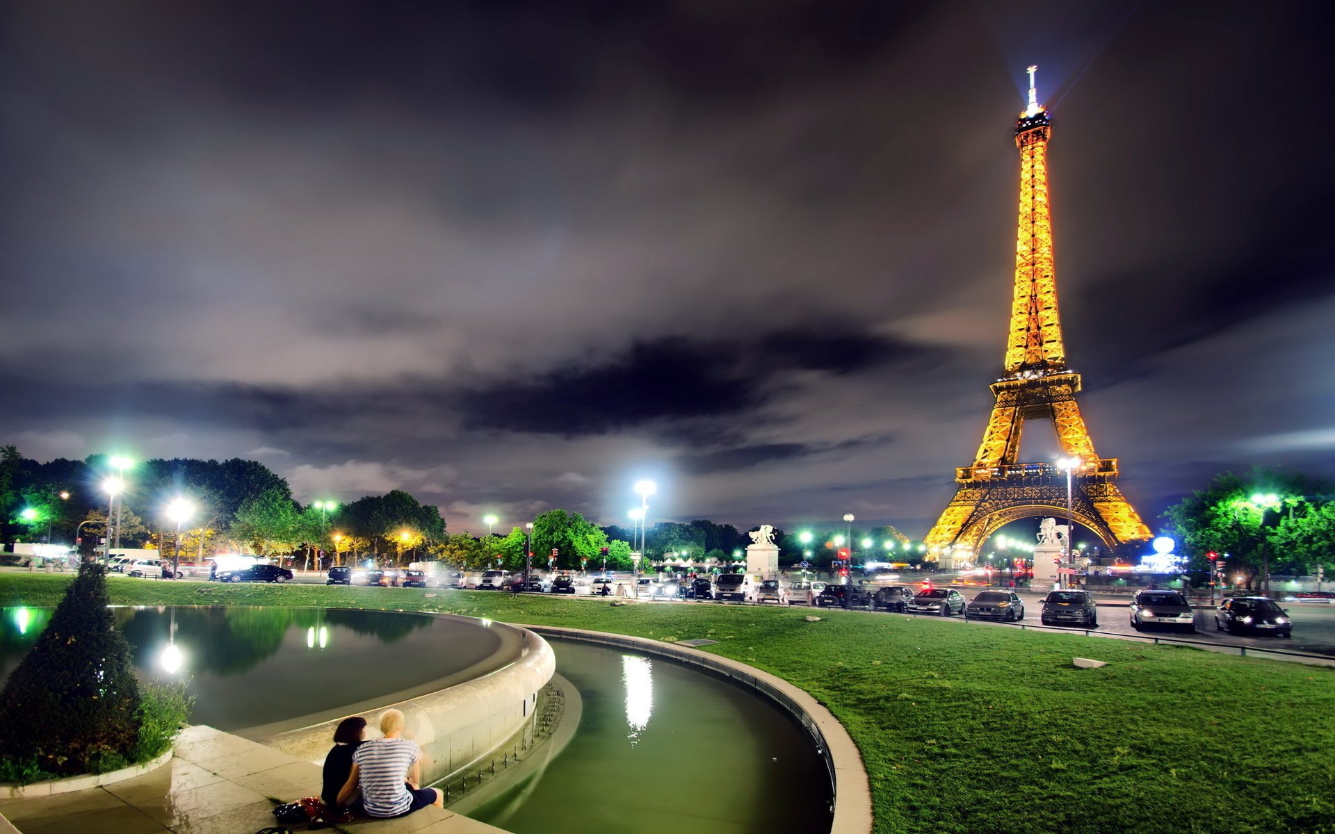 ciudad torre parís noche