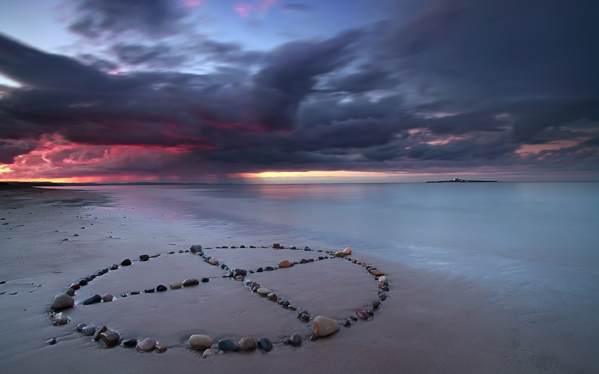 coucher de soleil mer paysage signe pierres