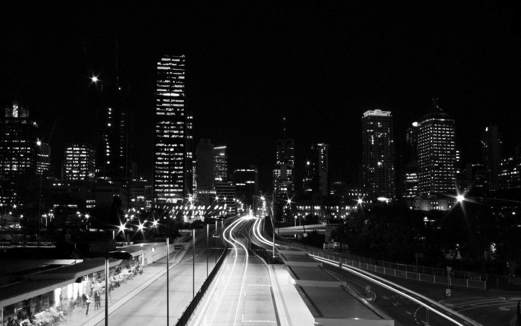 black and white road light