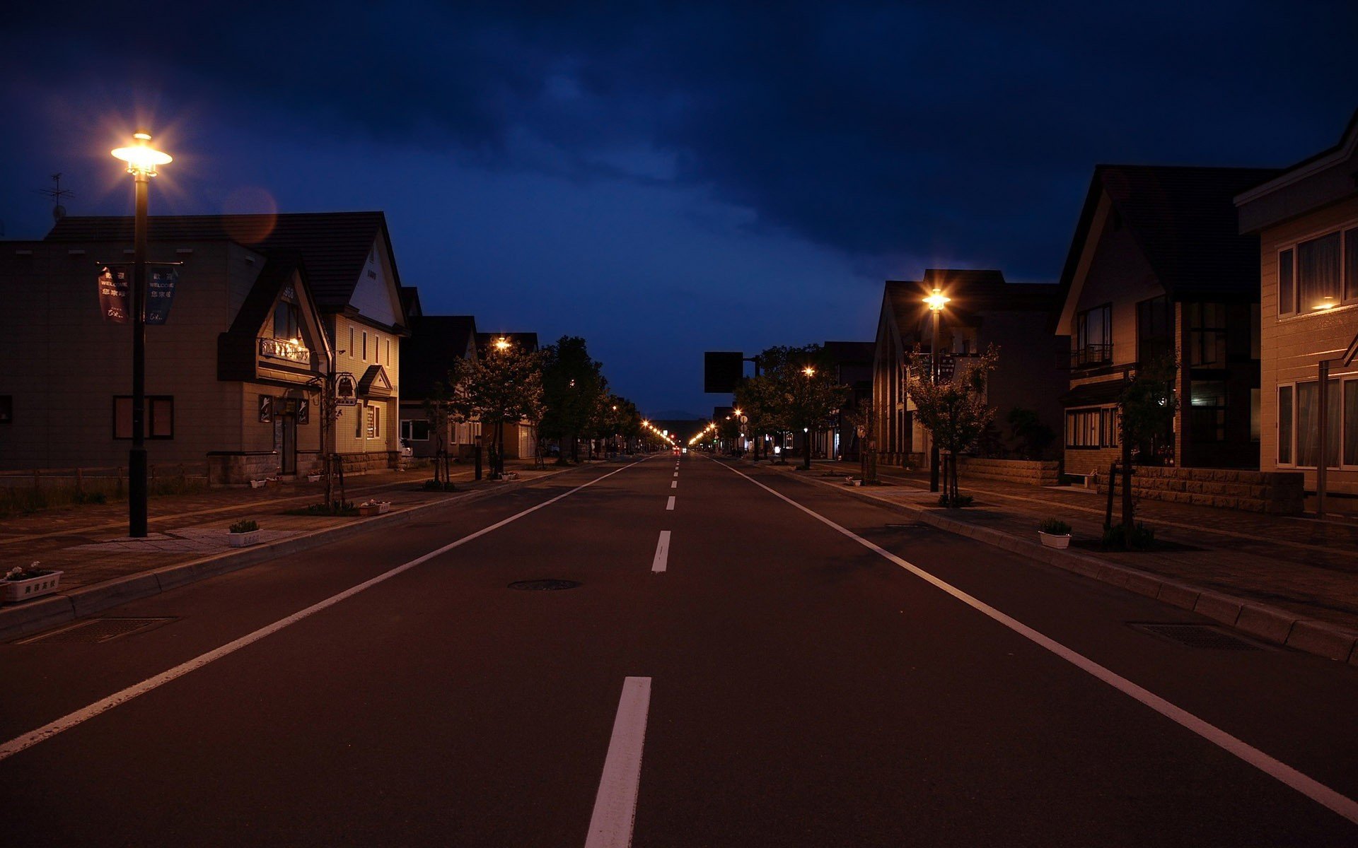 noche calle linterna