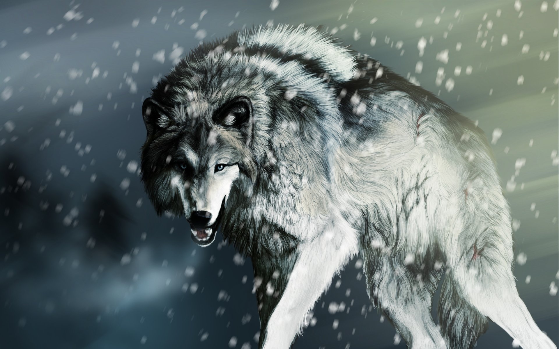 lobo renderizado nieve