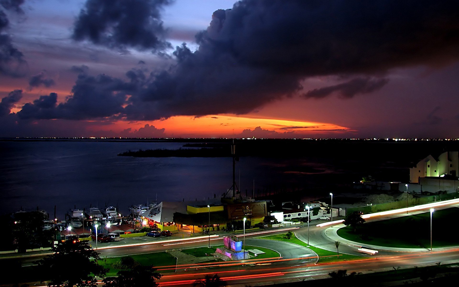 carretera luces noche