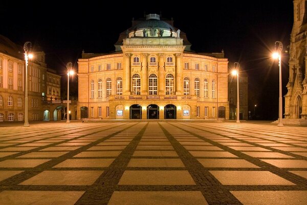 German buildings are illuminated by lanterns