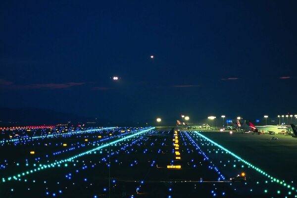 Feux de piste à l aéroport