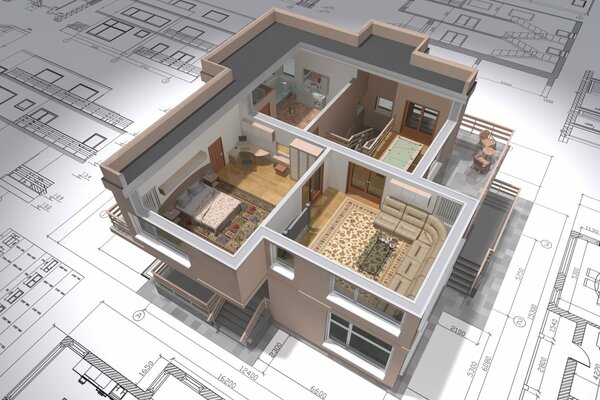 Plan de la maison avec la distribution des pièces avec la conception