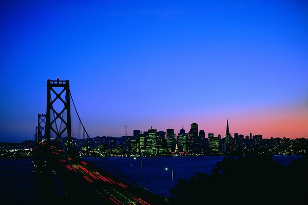 Night Bridge and city lights