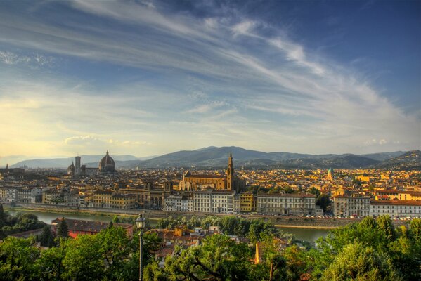 An old Italian city in summer