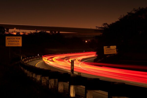 Endless light from cars. Night City