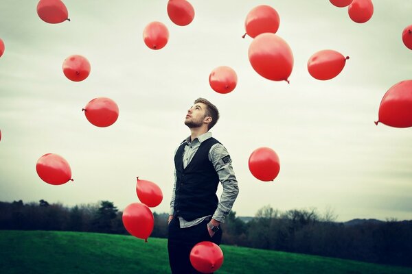 Fond d écran homme boules rouges