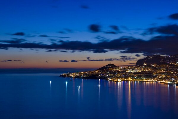 Evening lights on the bay shore